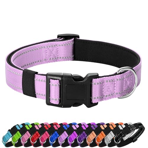 Reflective Dog Collar Padded with Soft Neoprene Breathable Quick Release Basic Dog Collars for Puppy Small Dogs Lavender - color: Lavender, size: XS:width 5/8"neck 8-10.5"