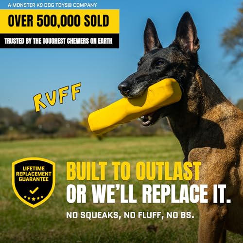 Giant XL Virtually Indestructible Dog Stick - Lifetime Guaranteed - Tough, Durable Toy for Aggressive Chewers - Safe Non-Toxic Natural Rubber - Chew & Tug - Large - 12"x2.5", Heavy 2.25lbs
