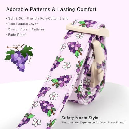 Summer Dog Collar Cute Grape Dog Collars for Puppy Small Dogs - Lightweight Adjustable Boy Girl Dogs Everyday Collar with Quick Release Buckle XS - color: Cute Grape, size: XS