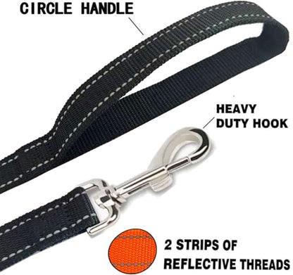 Reflective Dog Leash 4Ft /5 Foot /6 Feet Long, 1 Inch Wide, for Small and Medium Dogs - color: Reflective Black, size: 1'' x 4 FT