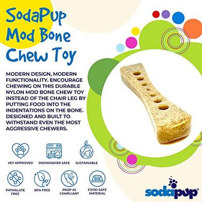 SodaPup Mod Bone – Durable Dog Chew Toy and Treat Dispenser Made in USA from Non-Toxic, Pet Safe, Food Safe Nylon Material for Mental Stimulation, Clean Teeth, Fresh Breath, Problem Chewing, & More - color: Brown Nylon Mod Bone