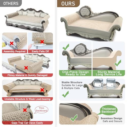 Cat Scratcher Sofa Bed - Corrugated Cardboard Scratching Pad, Luxury Cat Lounge Bed, Furniture Protecter with Textured Scratcher Mat - color: white
