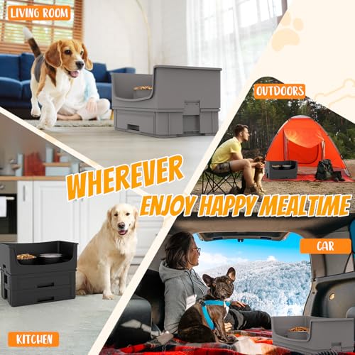 Elevated Dog Bowl Stand Set,Quiet Eating Mess Proof Raised Dog Bowls 2 Stainless Steel Food Bowls,Splash Water Collection Non-Slip Small Cat Feeding Table - color: Black, size: Small