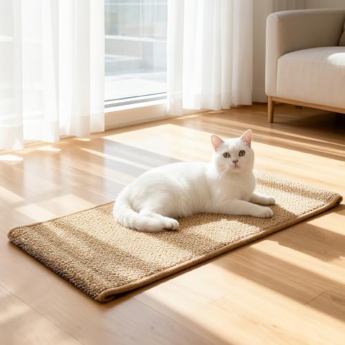 Ordora Large Cat Scratcher Mat: 31.5 X 14 Inch Upgrade Soft Sisal Horizontal Cat Floor Scratching Pad, Cat Scratching Rug Protect Furniture - size: Large mat