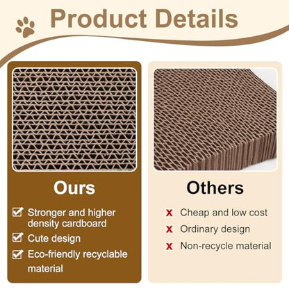 Cat Scratcher Pads, Cat Scratching Cardboard for Indoor Cats 14″Lx10.6″Wx0.6″H Dual-Side Corrugated Cats Scratching Post Reusable Supplies (2PCS) - size: 2PCS