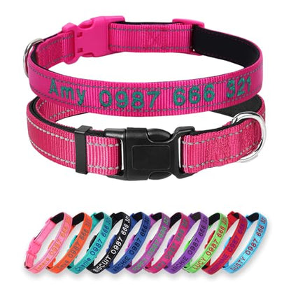Padded Dog Collar,Soft Neoprene Personalized Pet Collar,Custom Embroidered Pet Name and Phone Number,Breathable Nylon Dog Collars,Quick Release Snap Buckle Dog Collar,Rose Red - color: Rose Red