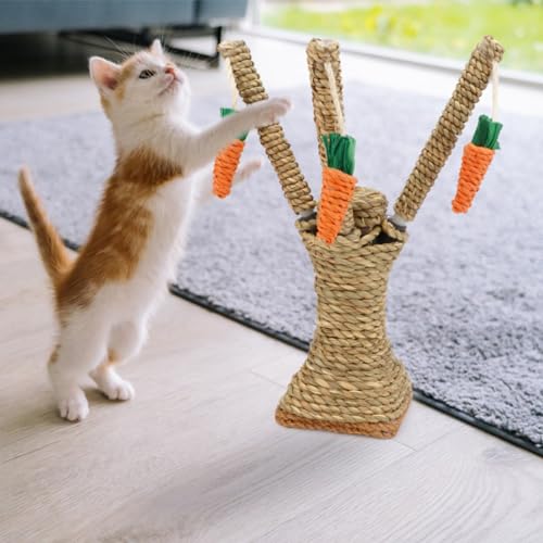 Natural Rattan Carrot Chew Toy for Rabbits Durable Bunny Toys for Indoor Bunnies Safe Chewing and Climbing Enrichment - color: Carrot Tree