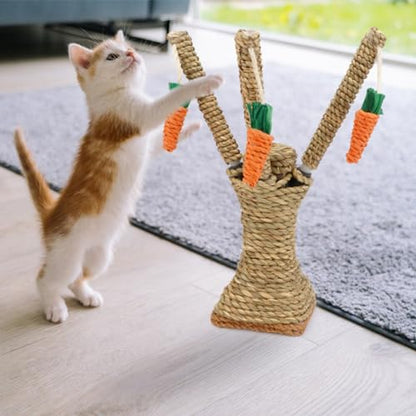 Natural Rattan Carrot Chew Toy for Rabbits Durable Bunny Toys for Indoor Bunnies Safe Chewing and Climbing Enrichment - color: Carrot Tree