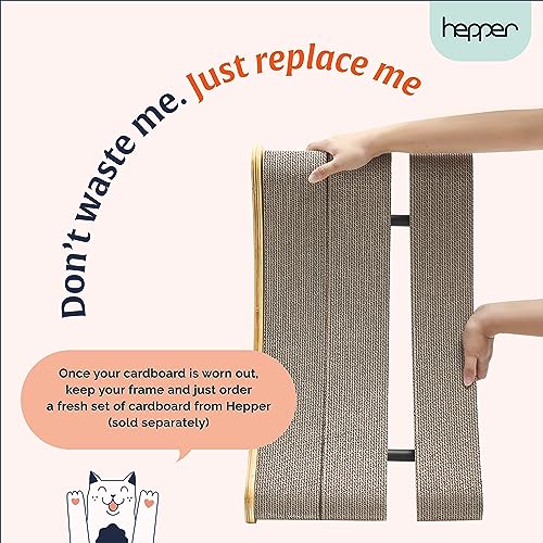 Hepper Hi-Lo Cardboard Cat Scratcher with Real Wood & Metal Frame - 3-Position Cat Scratchers for Indoor Cats - Curved Cat Scratching Board Activates Muscles - Cat Scratching Post for Large Cats - size: Hepper Hi Lo Scratcher Unit