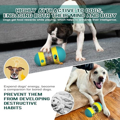 Dog Puzzle Toy Adjustable Treat Dispensing Ball Food Dispenser Fun Slow Feeder Puppy Enrichment Training Toy Pet Interactive Chase Toy for Small Medium Large Dogs to Keep Them Busy Stimulating IQ - color: Green
