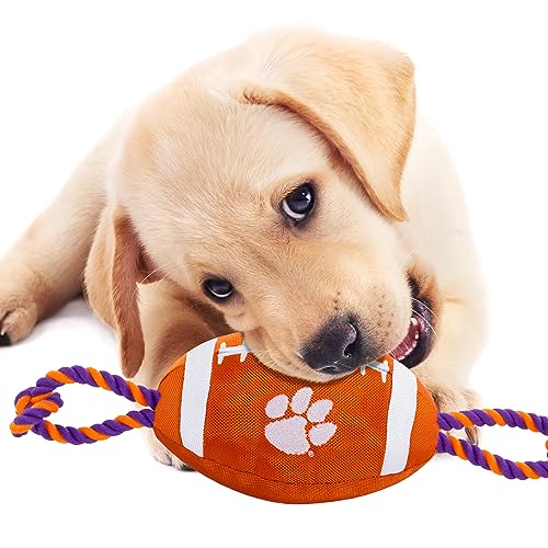 NCAA Clemson Tigers Football Dog Toy, Tough Quality Nylon Materials, Strong Pull Ropes, Inner Squeaker, Collegiate Team Color - color: Clemson Tigers