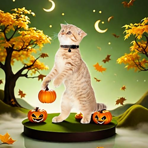 Pack of 2 Cat Collars Breakaway Safety Buckle with Bell, Halloween Style,Adjustable Kitten Collars for Girl Boy Kitty Puppy Small Pets, 8-11" - color: Halloween Style