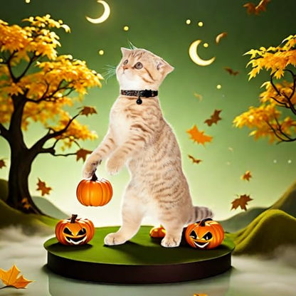 Pack of 2 Cat Collars Breakaway Safety Buckle with Bell, Halloween Style,Adjustable Kitten Collars for Girl Boy Kitty Puppy Small Pets, 8-11" - color: Halloween Style