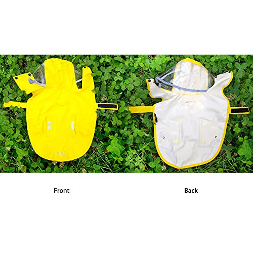 Dog Raincoat,Waterproof Rain Poncho with Hoodie, High Reflective Adjustable Pet Rain Jacket with Leash Hole for Small Medium and Large Dogs (Yellow, Small) - color: Yellow, size: Small: 9-13lbs