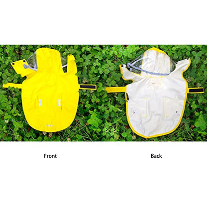 Dog Raincoat,Waterproof Rain Poncho with Hoodie, High Reflective Adjustable Pet Rain Jacket with Leash Hole for Small Medium and Large Dogs (Yellow, Small) - color: Yellow, size: Small: 9-13lbs