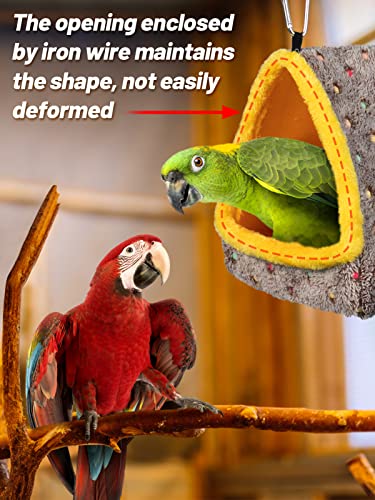 Large Winter Warm Bird Nest House, Comfortable Bird Bed for Cage with Mat, Hanging Hammock Shed Hideaway Hut Gift for Macaws African Grey Amazon Parrots - size: Large