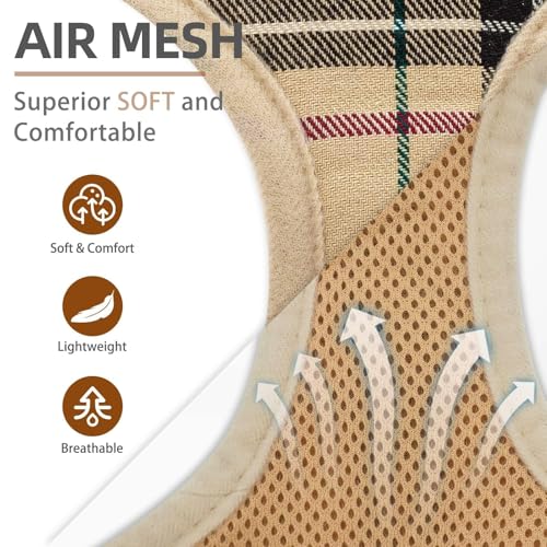 PUPTECK Soft Mesh Dog Harness Small Sized and Leash Set Pet Puppy Cat Comfort Padded Vest No Pull Harnesses, Beige, XS - color: Beige, size: XS (NECK: 10", CHEST: 10"-14")