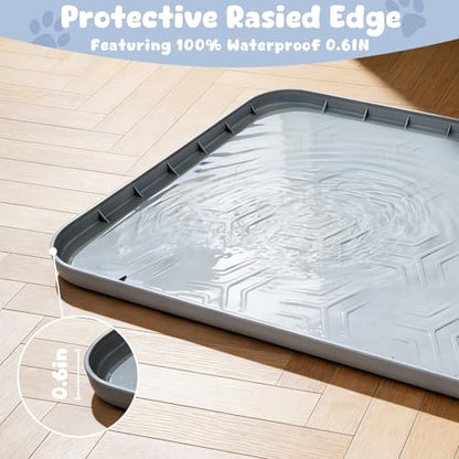 JUJOMAT Cat Litter Box Mat, 34"×22" Large Silicone Cat Litter Trapping Mat Non-Slip Gray Kitty Litter Mat for Indoor Cats, Waterproof Pet Food Mats Easy to Clean & Soft on Kitty Paws - size: 34"L x 22"W