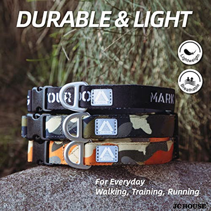 Soft Padded Dog Collar, Neck 12’’-20’’, Adjustable Heavy Duty Collar with 3M Reflective Logo for Medium, Large Dogs, Camo Green, M - color: Camo Green, size: Medium (Neck 12''–20'')