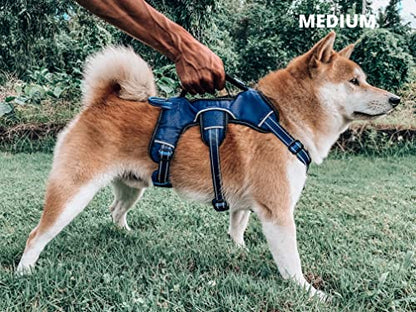 Tuff Pupper Escape Proof No Escape Dog Harness | 5 Point Adjustable Fit Harness for Dogs | Padded Dog Harnesses | Handle Dog Lift Harnesses - color: Midnight Blue, size: Medium