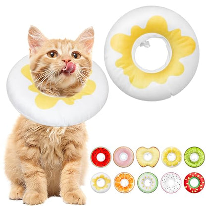 Cat Cone Collar Soft, Adjustable Cat Recovery Cone to Stop Licking, Cute Kitten Donut Collar After Surgery, Elizabethan Collars for Kittens, Lightweight Cats Neck Cones (Egg, Small) - color: Egg, size: Small