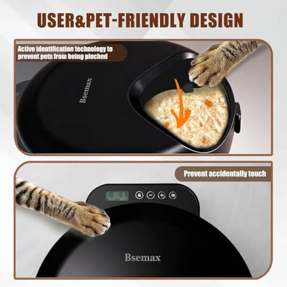Automatic Wet Food Cat Feeder, Auto Refrigerated Wet Foods Feeder for Cats Dogs 4 Meal Timed Fresh Foods Dispenser with 2 Ice Packs Small Pet Feeders for Kitty Puppy Automatic Cat Dog Food Bowl Black - color: Black