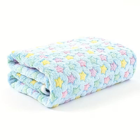 1pcs Star Print Pet Blanket, Soft Indoor Cat & Dog Blanket, Essentials for Kittens & Puppies Sofa Cage Bed Use, Pet Supplies, Idea Gift - 20 * 30Inch, Blue - color: Blue With Color Star Print, size: 20*30Inch