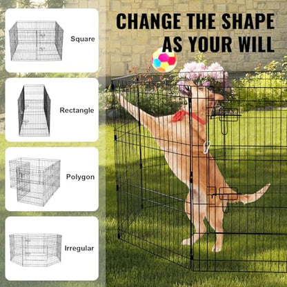 VEVOR Dog Playpen, 8 Pcs 30"H x 24"W Panels Foldable Metal Pet Exercise Pen, Dog Fence Indoor and Outdoor Pen with Door, 600D Oxford Fabric Top Cover, Pet Playpen for Dogs, Cats, Other Small Animals - size: 8 panels 30*24in, style: Playpen + Top Cover