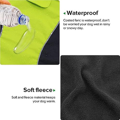 VIZPET Dog Raincoat Waterproof Lightweight & High Visibility Dog Coat Jacket for Small Medium Large Dogs (Green-XXXL) - size: Green-XXXL