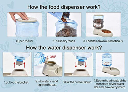 Pet Feeding Solution Automatic Cat & Dog Cafe Feeder and Water Dispenser in Set with Food Scoop - Ito Rocky 6-Meal Automatic Food Dispenser for Small/Middle Puppy and Kitten - color: Grey Feeder and Water Dispender