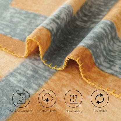 ZYFZCYBL Fleece Throw Blanket Blankets Bulk 6 Pack Soft Lightweight for Cozy Polar Fleece 50 x 60 Solid Pet-Friendly Colorful Bed Sofa Couch Fleece Fabric Travel Wedding Gift（Yellow and Grey） - color: Plaid (Yellow and Grey)