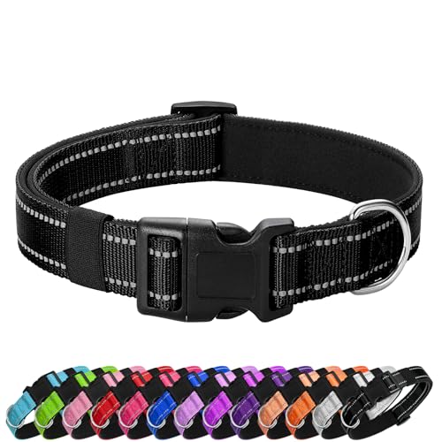 Reflective Dog Collar Padded with Soft Neoprene Breathable Quick Release Basic Dog Collars for Puppy Small Dogs Girl Boy Black - color: Black, size: S:width 5/8"neck 10.5-16"