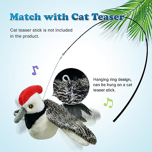 LEWISER Cat Toys, Flapping Wings Cute Woodpecker, No Flying, Chirping Bird Interactive Catnip Toy for Kitten or Small Dogs, Touch Activated, Rechargeable - color: Flap Woodpecker