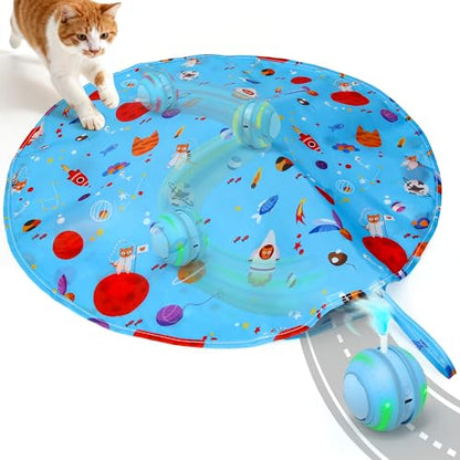 Interactive Indoor Cat Toys for Bored Adult Cats - Highly Entertaining Keep Cats Engaged for Hours, Rechargeable Silent Kitten Mouse Toy Automatic Hide and Seek with Stimulating Moving (Blue)