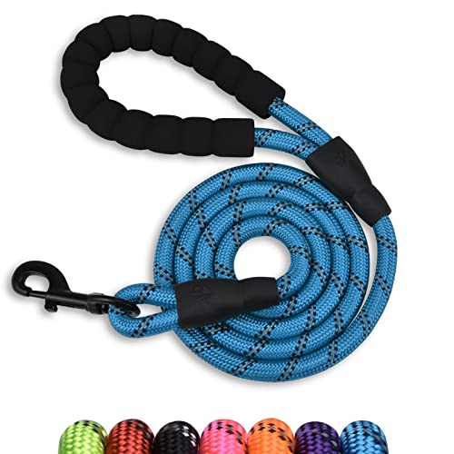 5/6 FT Strong Pet Dog Leash with Soft Padded Handle,Highly Reflective Rope for Night Walking,360-Degree Rotating Metal Buckle Without Tangles,Suitable for Small,Medium and Large Dogs.(5ft) - color: Blue, size: 5 FT x 1/2 Inch