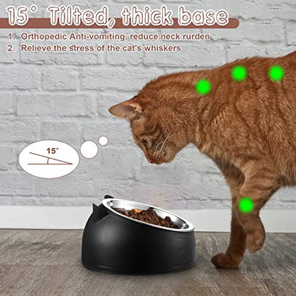 Irenare Elevated Cat Bowls 4 Pack, Stainless Steel Slanted Food Dishes 7 oz, Raised Pet Bowls for Cats Small Breeds, Ergonomic Kitten Puppy Feeding Set for Digestion Health, Easy Clean(6.76oz)