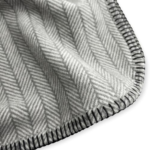 Preston II – THE Polar Fleece Throw, Super-Soft Recycled Polar Fleece Dog Blanket Couch Coat Sofa and Car Protecter for Small, Medium, Large Dogs - 40”x 50”, Dove Gray Herringbone, One Size - color: Dove Gray Herringbone