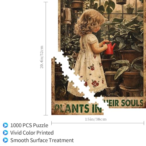 1000 Pieces Jigsaw Puzzles for Adults, Girls with Plant Soul Gardening Art Puzzle, Stress Relief Brain Teaser Gift 29.5x19.7 Inch - color: Wooden Puzzle17, size: 1000 Piece pcs