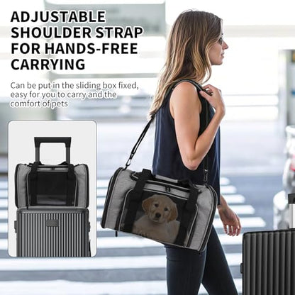 Carriers Soft-Sided Pet Carrier Case for Small Medium Cats Dogs Puppy Under 15 lbs,Airline Approved Cat Carrier with 4 Ventilated Windows (Medium,Grey&Black) - color: grey&black, size: 17.0"L x 11.0"W x 11.0"H