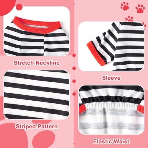 Dog Pajamas, Stretchy Puppy Jammies Onesie, Comfy Doggie Striped Pjs, Lightweight Soft Puppy Outfit, Dogs Clothes for Small Size Girl Boy(White,S) - color: Black, size: Small (Chest 14.2 in)