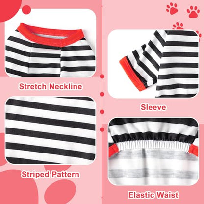 Dog Pajamas, Stretchy Puppy Jammies Onesie, Comfy Doggie Striped Pjs, Lightweight Soft Puppy Outfit, Dogs Clothes for Small Size Girl Boy(White,Medium) - color: Black, size: Medium (Chest 16.9 in)