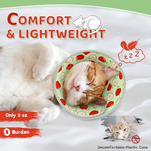 Cat Cone Collar Soft to Stop Licking, Adjustable, Foldable Lightweight Kitten Cones After Surgery Recovery for Cats & Kittens, Cat Cone Alternative, Easy Eating (AppleRed, S) - color: AppleRed, size: S