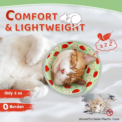 Cat Cone Collar Soft to Stop Licking, Adjustable, Foldable Lightweight Kitten Cones After Surgery Recovery for Cats & Kittens, Cat Cone Alternative, Easy Eating (Apple Red, M) - color: AppleRed, size: M
