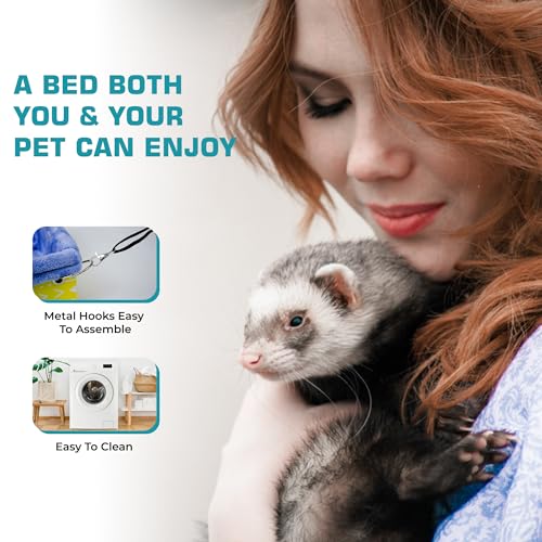 Ferret Hammock For Cage Box, use as Hanging Bed or Secure to Cage. Ferret Cage Accessories w/ Adjustable Straps, Perfect Small Pet Bed, Hanging cat hammock Bed, Guinea Pig Bed or Rabbit Bed.