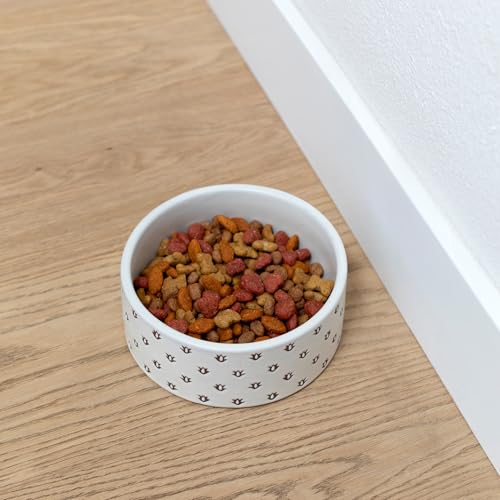 Fringe Studio Speckled Block Bone Medium Wax Resist Ceramic Pet Bowl (6.5" Diameter x 2.5" H, 26 fl.oz.), PetShop Collection (474506) - size: Medium