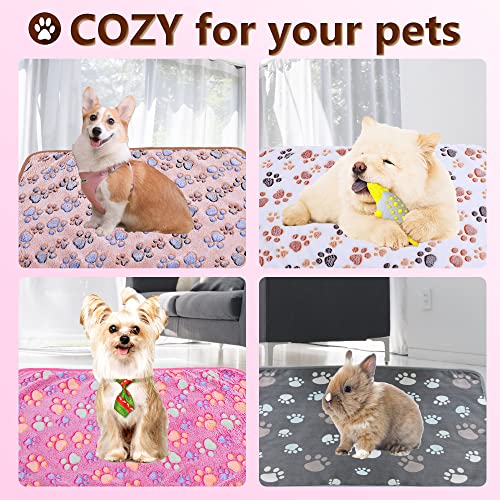 DOOVID Pet Blanket Fluffy Fleece Pet Mat Doggy Flannel Blanket Dog Cat Cute Paw Print Pet Blankets Grey Paw Medium(30''*20'') - color: Grey Paw, size: Medium(30''*20'')