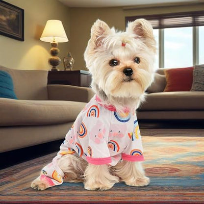 Dog Pajamas for Small Dogs, Soft Thin Pjs Jammies Cat Doggie, Summer Pet Cute Puppy Clothes Outfits Dogs Boy Girl(Rainbow Pig,XS) - color: Rainbow Pig, size: X-Small (Chest 11.8 in)