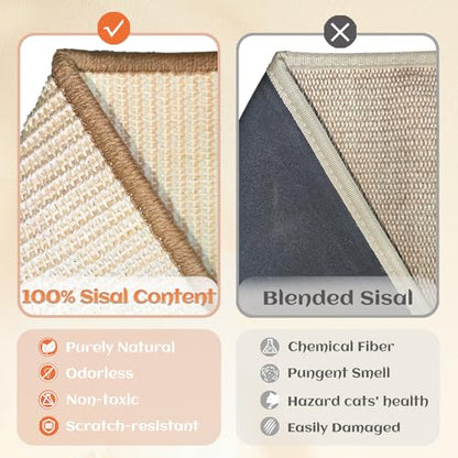 Sisal Cat Scratcher Bed for Indoor Cats Hammock for Scratching Pad Cat Chair Natural Sisal Scratch Post for Large Cats Scratcher Lounge, Wooden Cat Furniture(Large) - size: Standard