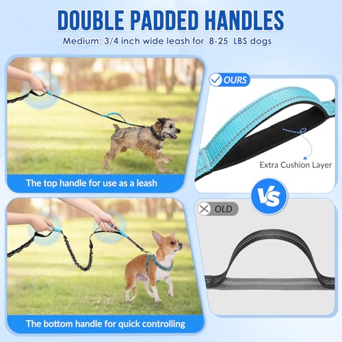 SlowTon Hands Free Dog Leash - with Removable Zipper Pouch, Shock Absorbing Bungee, Dual Handle & Reflective Stitches, Wide Padded Adjustable Waist Leash for Dogs Walking Running (M, for 1 Dog) - size: Medium for 8 - 25 lbs