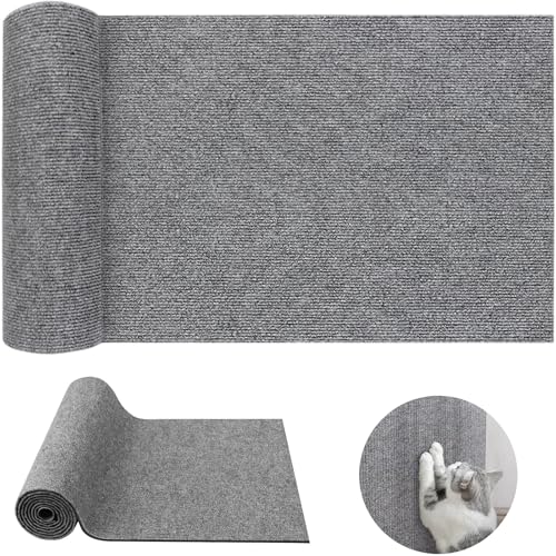 Cat Scratch Furniture Protector, Trimmable Self-Adhesive Cat Scratch Pad, 78.7"x11.8" Carpet Cover for Couch, Sofa, Walls, Furniture Cat Scratcher Board, Anti Scratch Pad for Cat Claws (Gray) - color: Gray